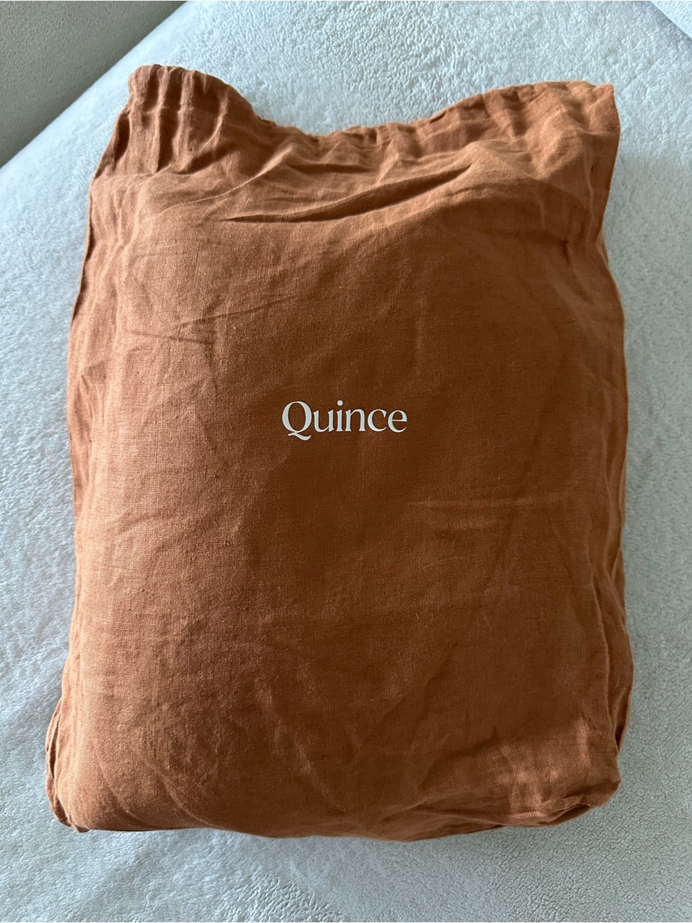 Quince Queen Size European Linen Terracotta Flat Sheet Only